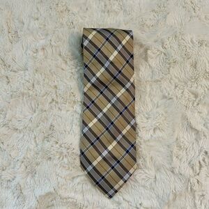 Classic Plaid Tie in Tan and Blue